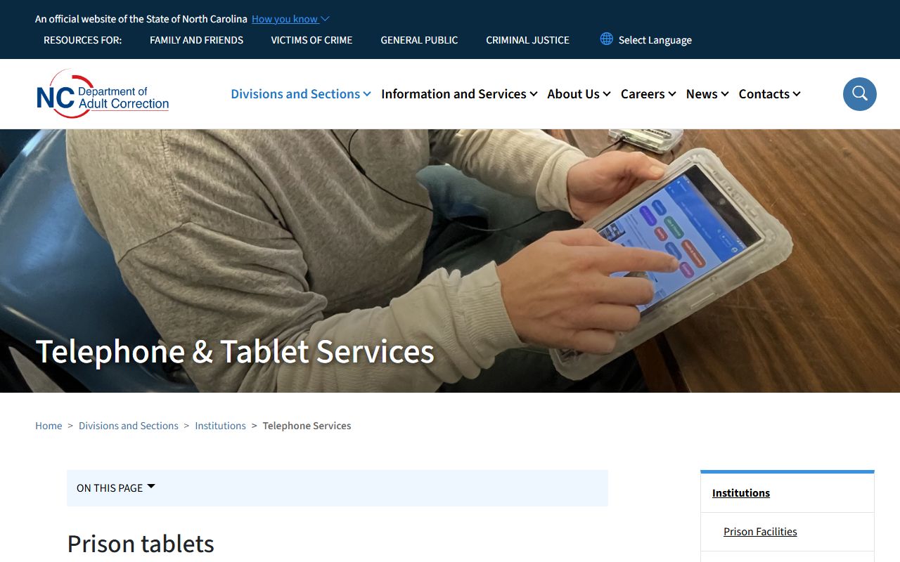 Neuse Correctional Institution NCDAC phone tablet and inmate communications
