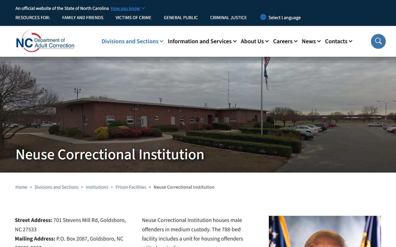 Neuse Correctional Institution inmate search and NCDAC facility information
