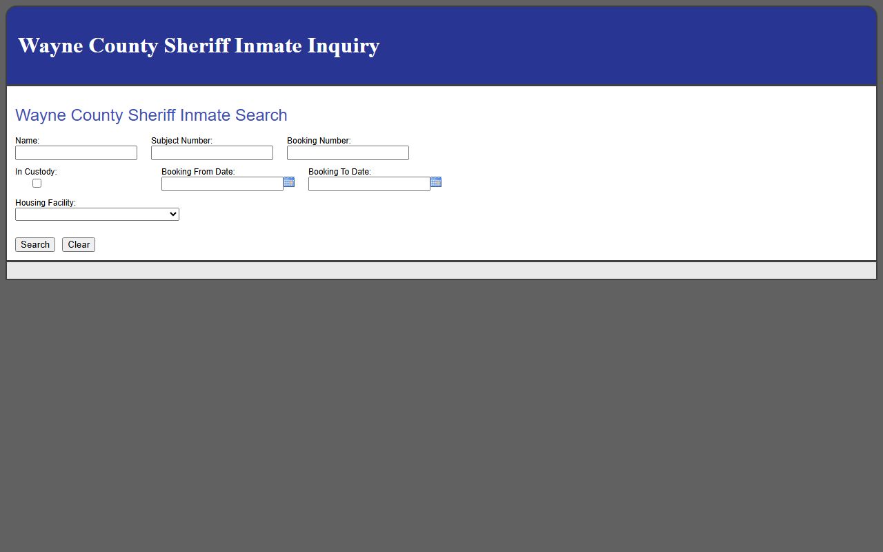 Wayne County inmate population roster search form